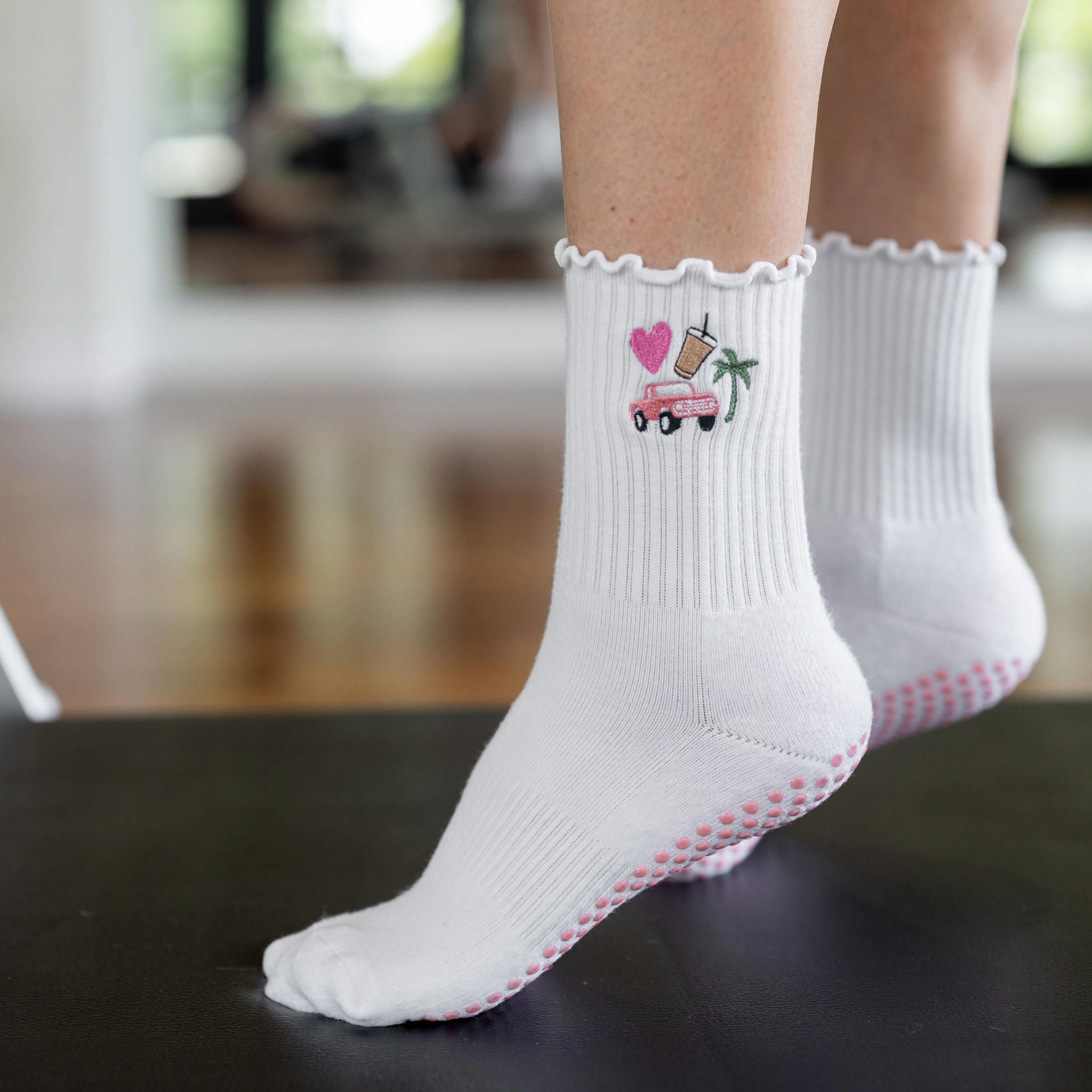 tici active grip sock vintage bronco pink pilates socks calabasas pink