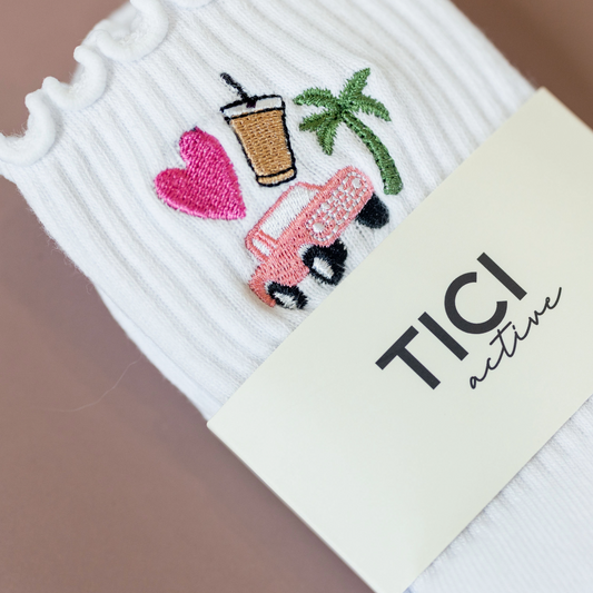 tici active vintage bronco grip socks pilates calabasas california dreaming pink
